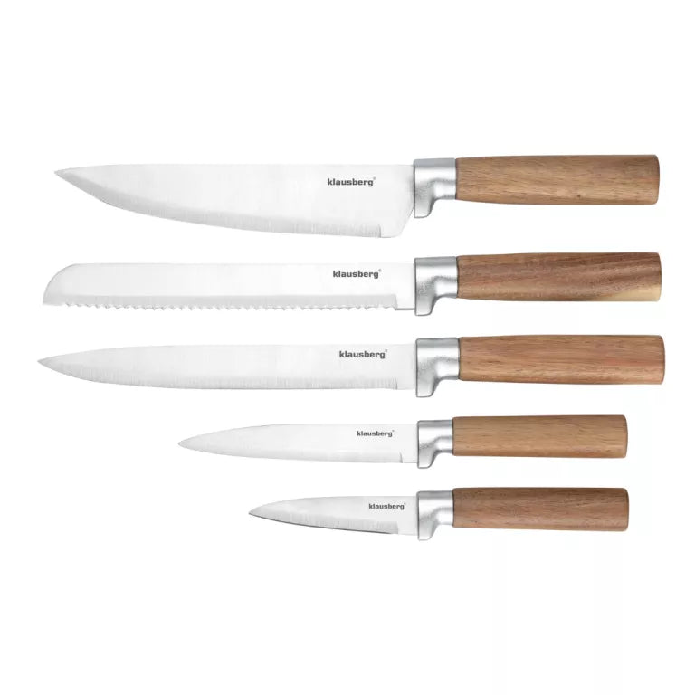 Klausberg peilių rinkinys su akacijos medienos stovu 6 dalių KB-7981