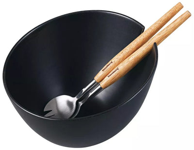 Klausberg keraminė salotinė juoda su serviravimo šaukštais KB-7786