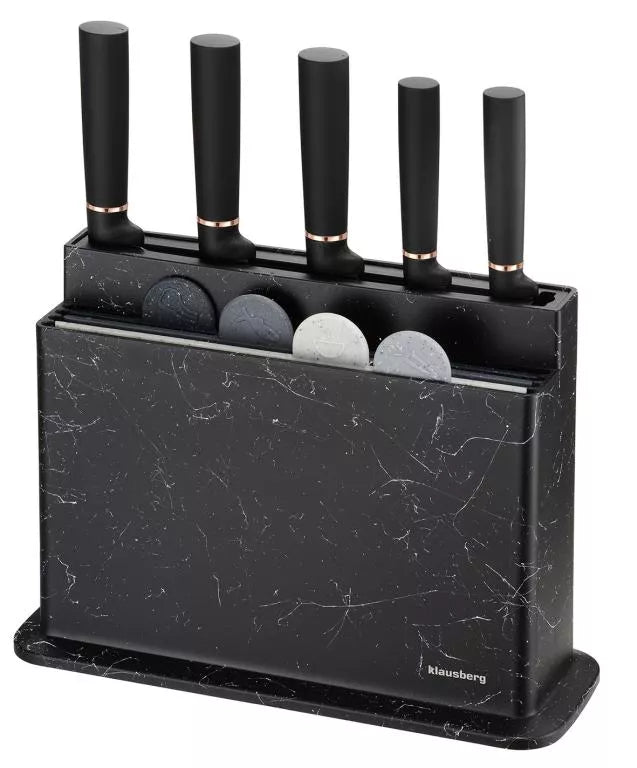 Klausberg virtuvinių peilių ir pjaustymo lentelių rinkinys su stovu, 10 dalių, KB-7834