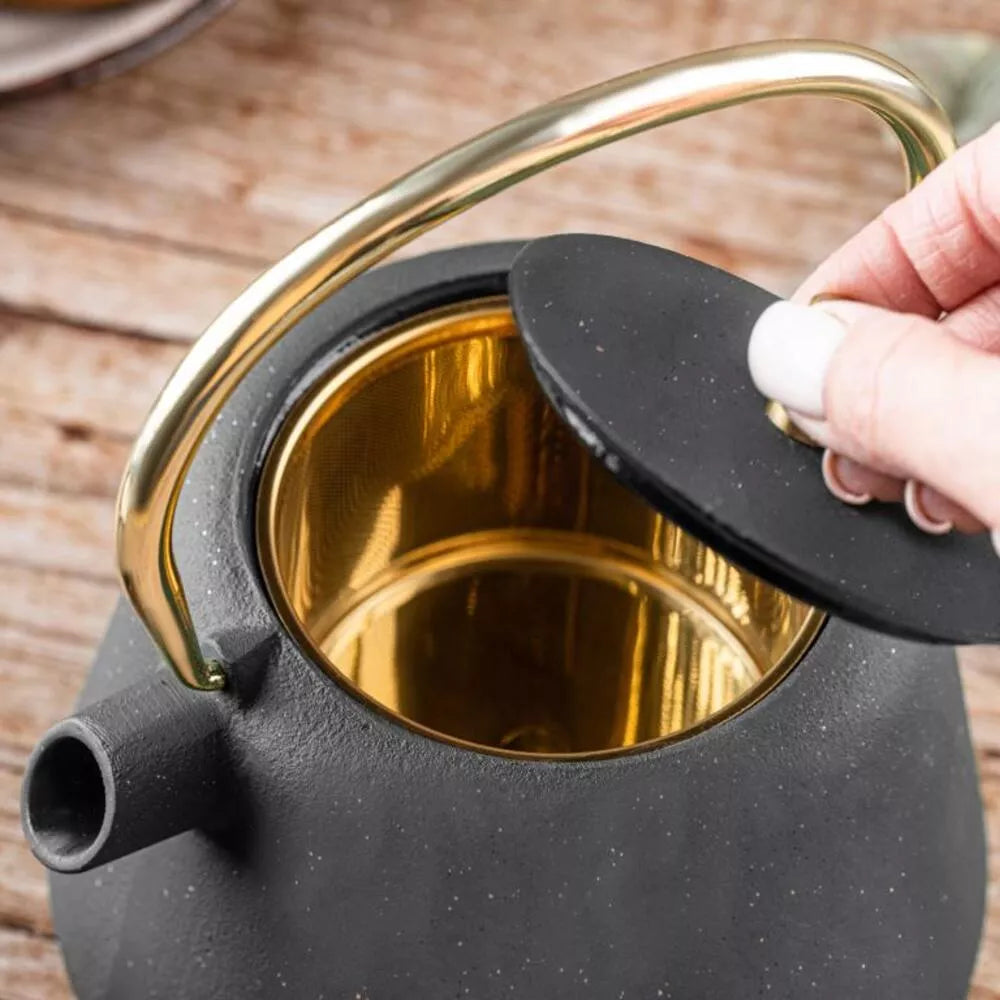 KINGHoff ketaus arbatinukas su sieteliu, 1 l, juodas KH-1932