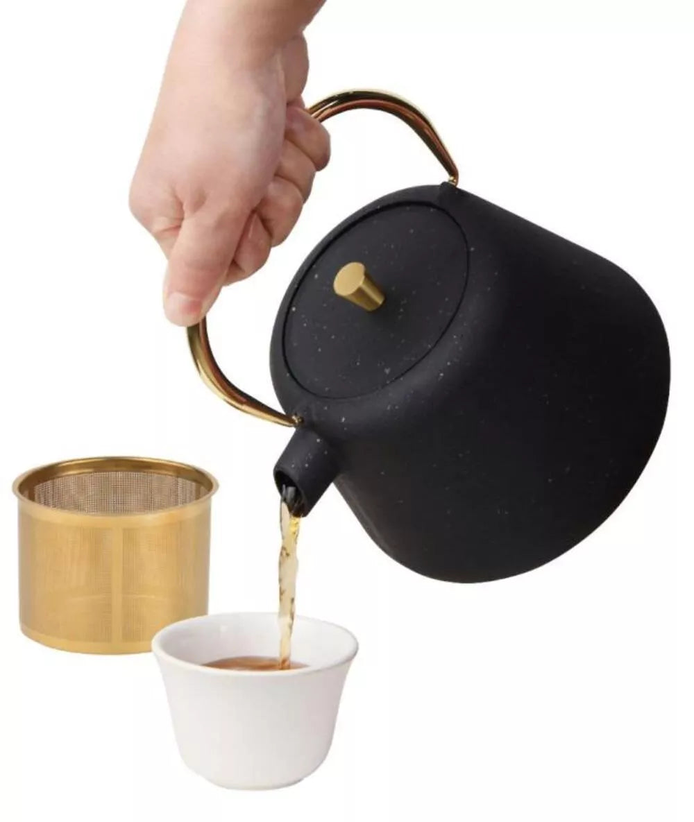 KINGHoff ketaus arbatinukas su sieteliu, 1 l, juodas KH-1932