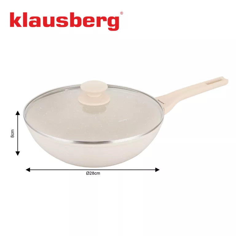 Klausberg WOK keptuvė su dangčiu Ø28 cm 3,9 l kreminė KB-7991