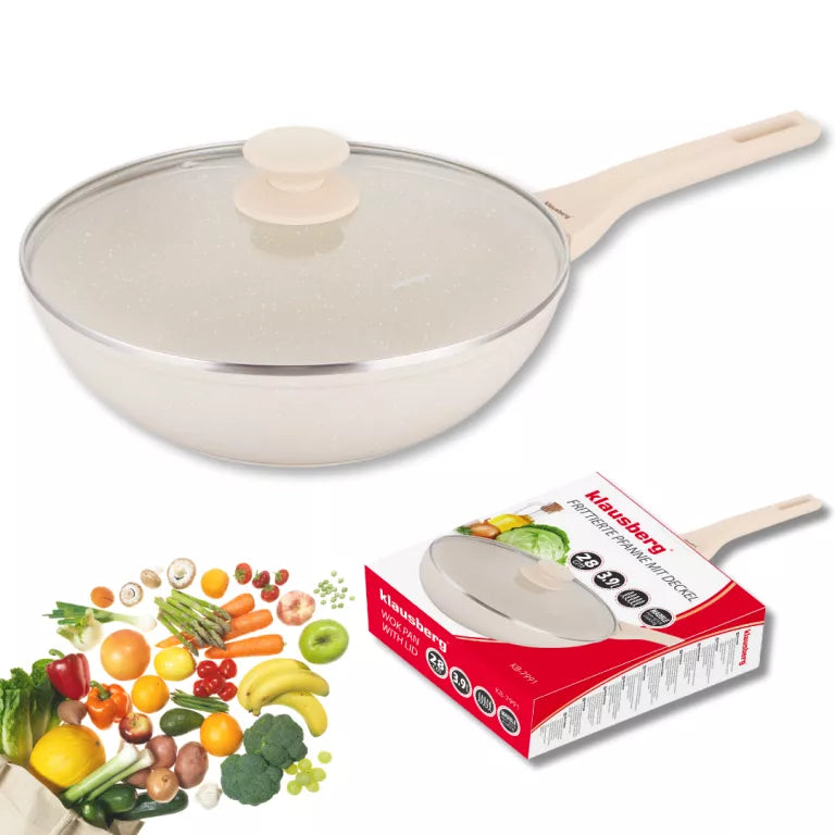 Klausberg WOK keptuvė su dangčiu Ø28 cm 3,9 l kreminė KB-7991