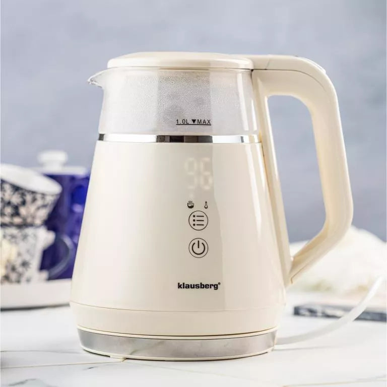 Klausberg elektrinis virdulys, stiklinis, LED valdymas, 1 l KB-7893