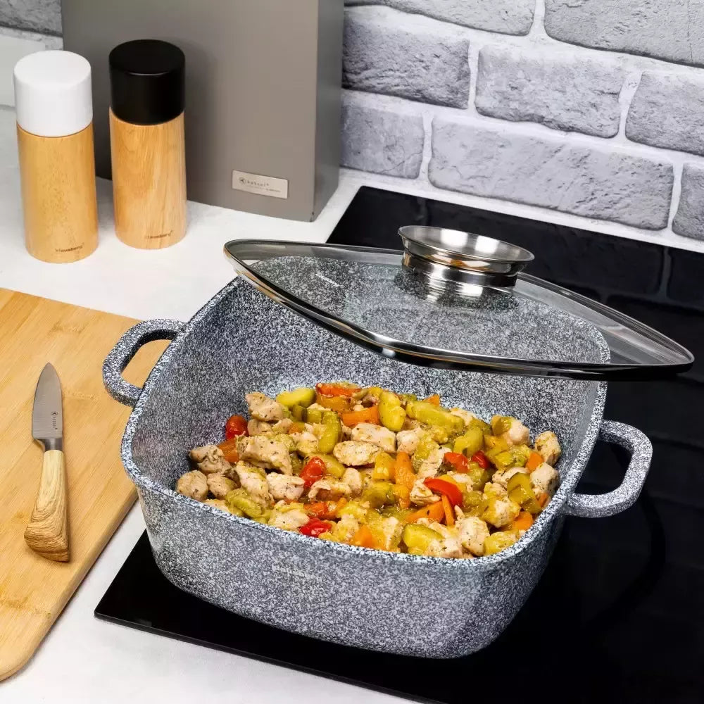 Klausberg aliumininis marmurinis puodas su dangčiu, 6,5 l, 28×28 cm KB-7532