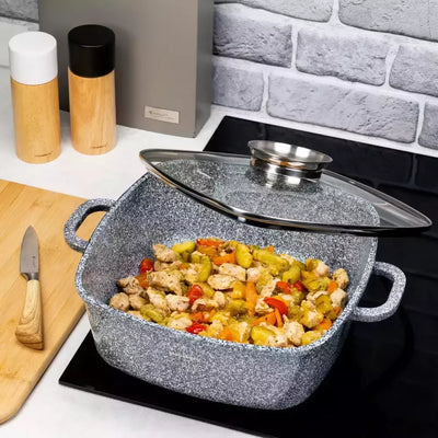 Klausberg aliumininis marmurinis puodas su dangčiu, 6,5 l, 28×28 cm KB-7532