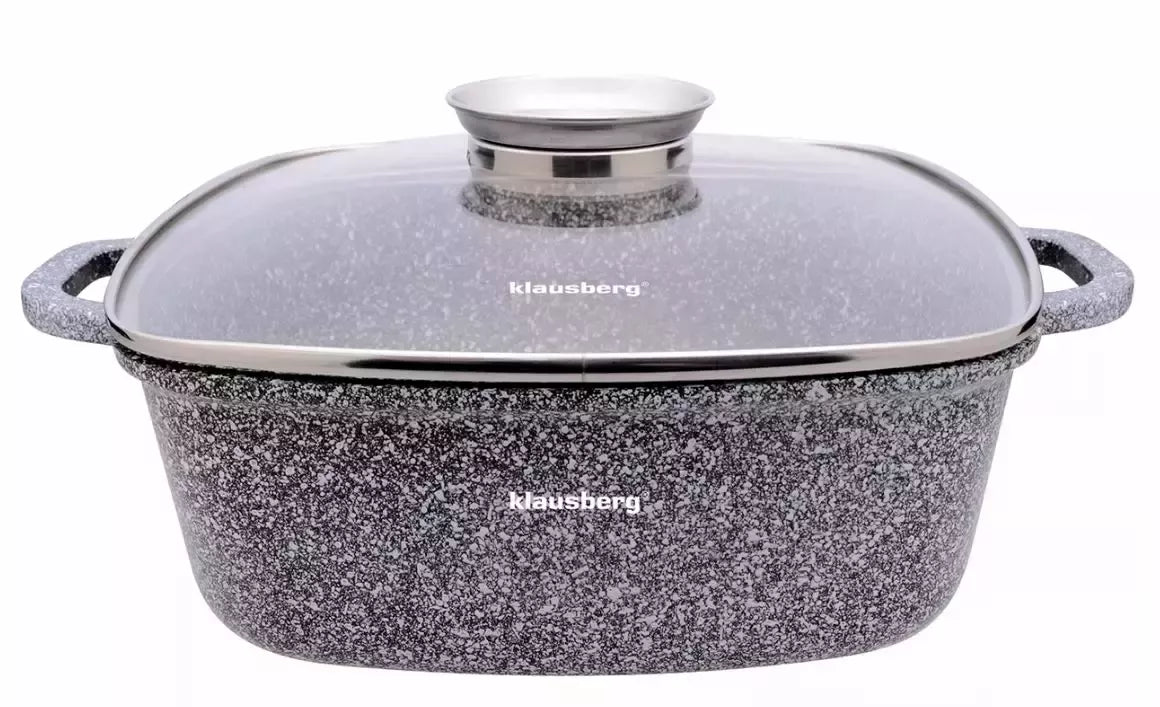 Klausberg aliumininis marmurinis puodas su dangčiu, 6,5 l, 28×28 cm KB-7532