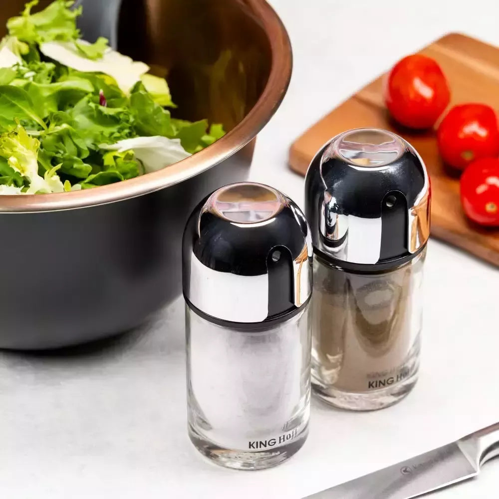 Kinghoff druskos ir pipirų indelių rinkinys metalas / stiklas KH-1644