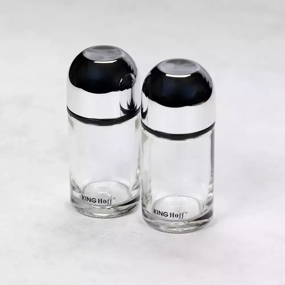 Kinghoff druskos ir pipirų indelių rinkinys metalas / stiklas KH-1644