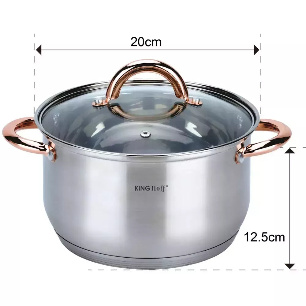 Kinghoff puodų rinkinys 6 elementai, rožinio aukso spalva KH-1761