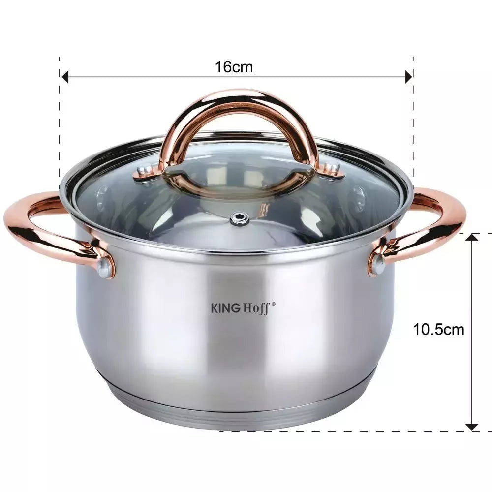 Kinghoff puodų rinkinys 6 elementai, rožinio aukso spalva KH-1761