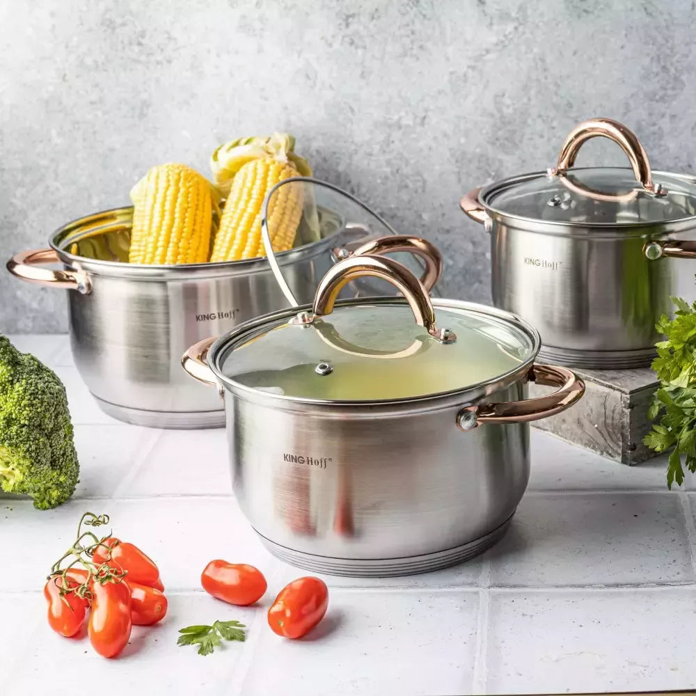 Kinghoff puodų rinkinys 6 elementai, rožinio aukso spalva KH-1761