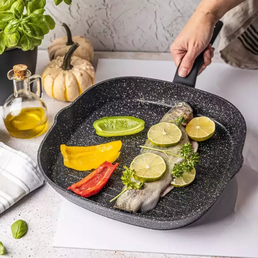 Aliumininė keptuvė su marmurine danga, Ø28 cm, juoda KB-7662