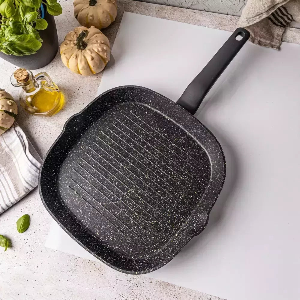 Aliumininė keptuvė su marmurine danga, Ø28 cm, juoda KB-7662