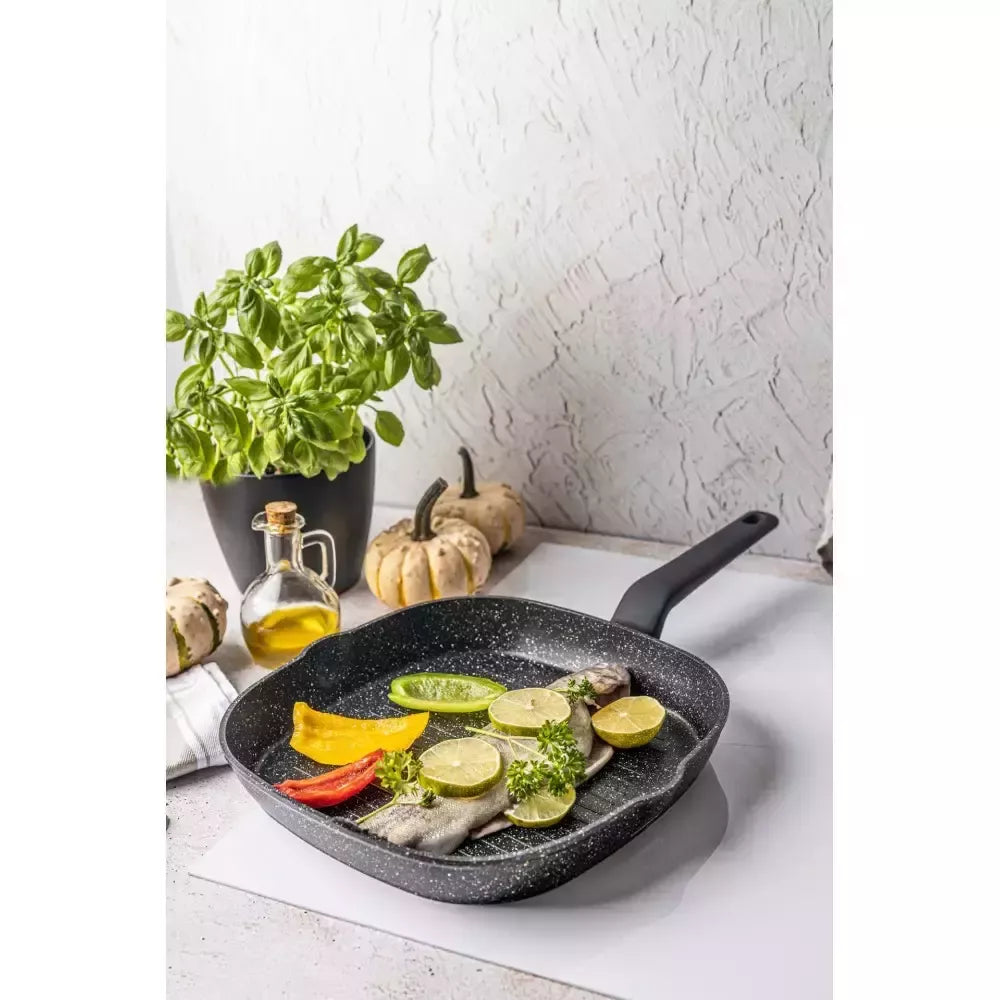 Aliumininė keptuvė su marmurine danga, Ø28 cm, juoda KB-7662