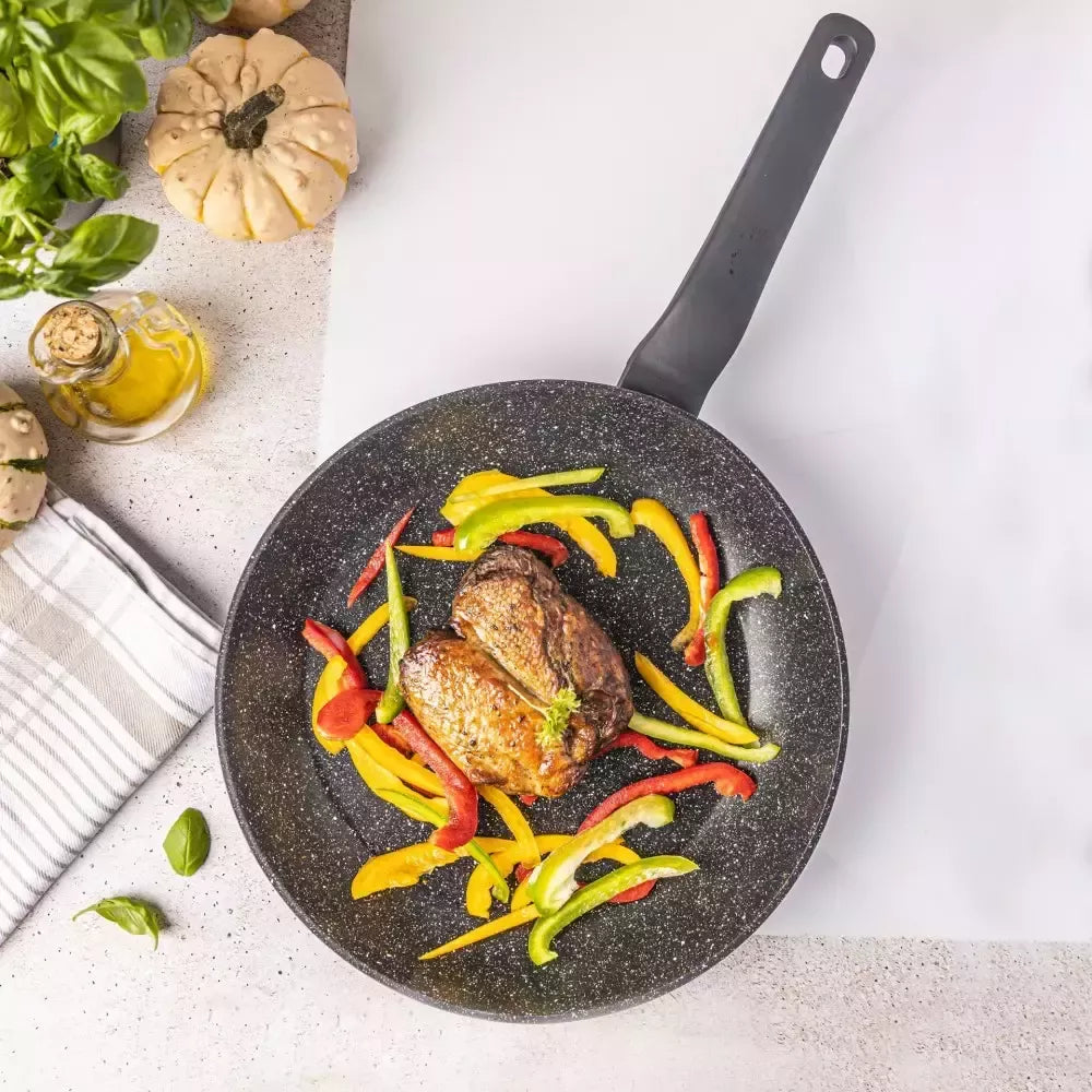 Aliumininė keptuvė su marmurine danga, Ø28 cm, juoda KB-7665