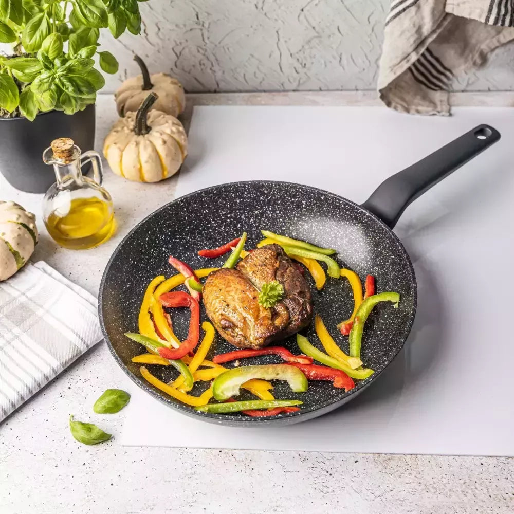 Aliumininė keptuvė su marmurine danga, Ø28 cm, juoda KB-7665