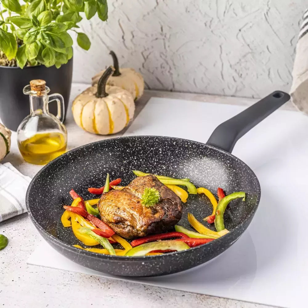 Aliumininė keptuvė su marmurine danga, Ø28 cm, juoda KB-7665