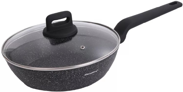 Klausberg aliumininė keptuvė su marmurine danga ir dangčiu, Ø24 cm, juoda KB-7666