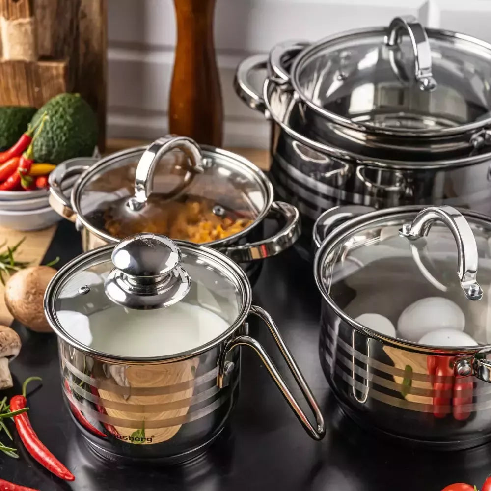 Klausberg plieninių puodų rinkinys Ø14 / 16 / 18 / 20 / 24 cm KB-7696