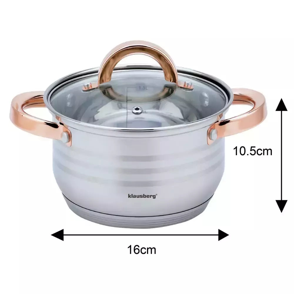 Klausberg nerūdijančio plieno puodų rinkinys, kelių dydžių KB-7700