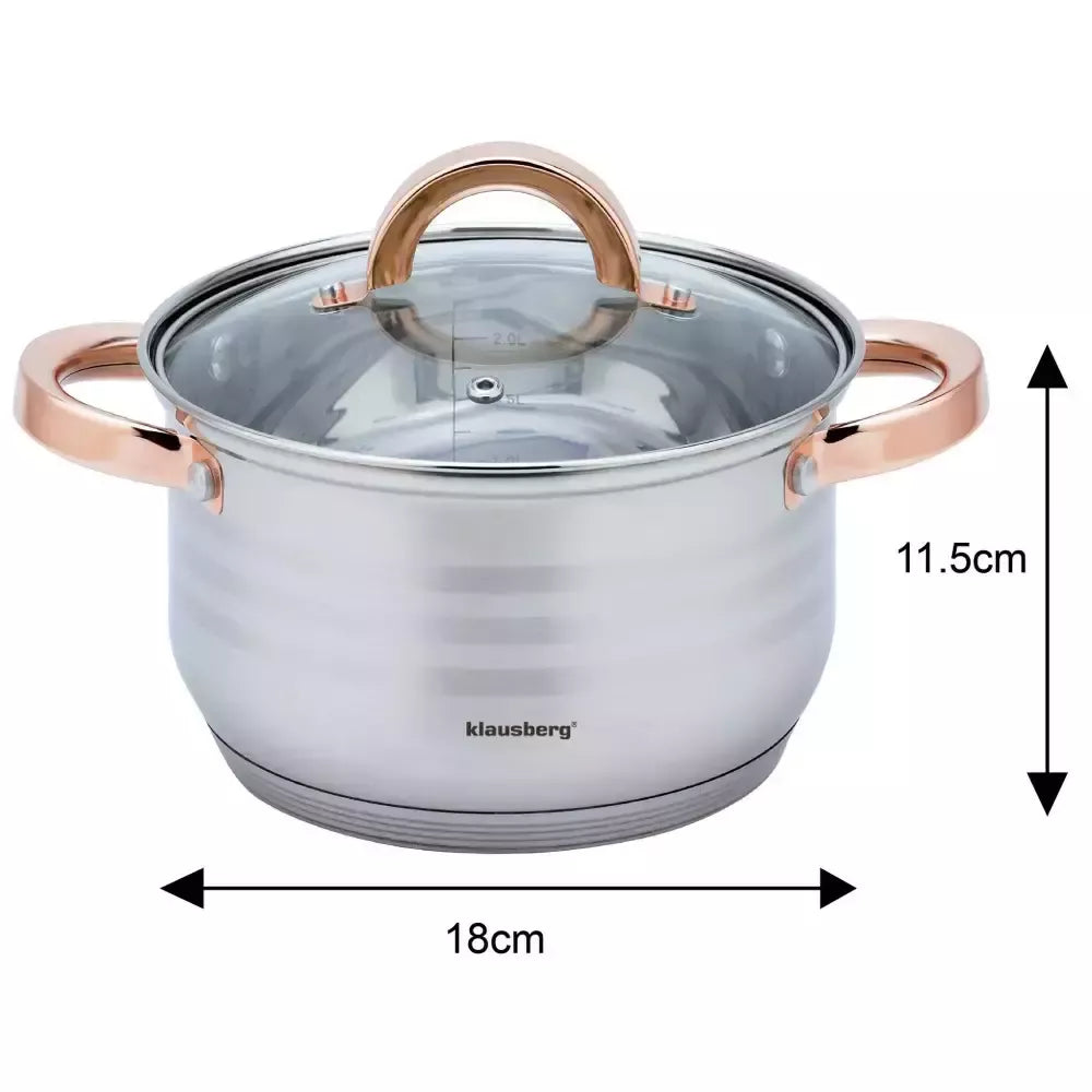 Klausberg nerūdijančio plieno puodų rinkinys, kelių dydžių KB-7700