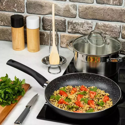 Kinghoff aliumininė keptuvė su marmurine danga, Ø22 cm, juoda KH-3980