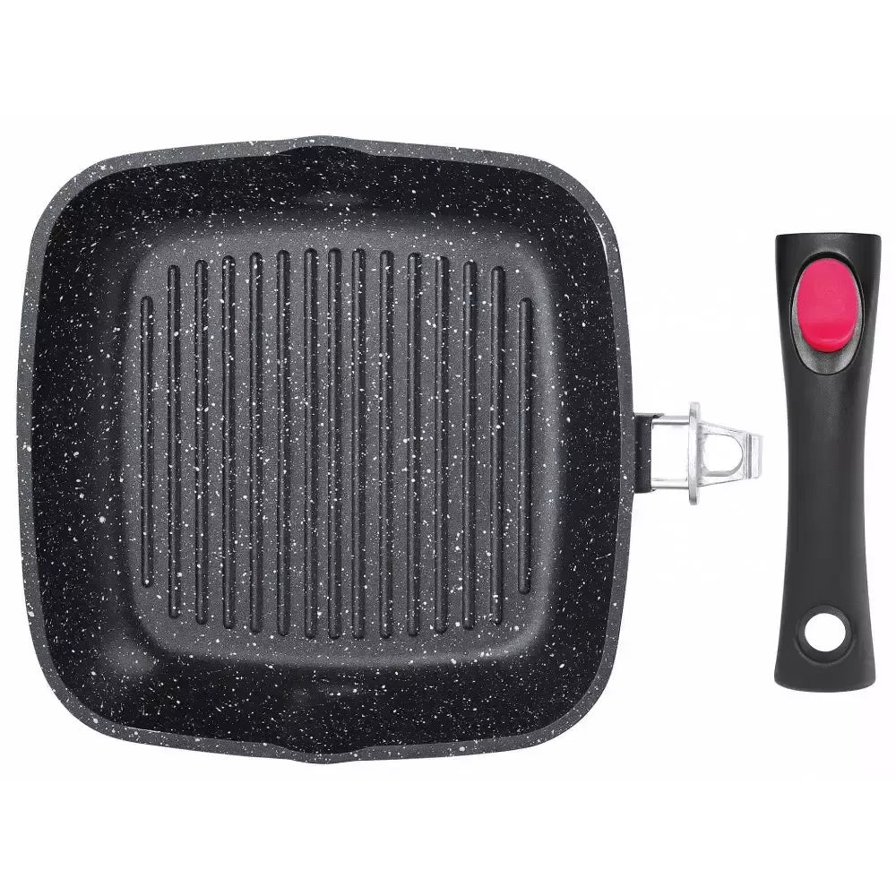 KINGHoff aliumininė keptuvė su marmurine danga ir nuimama rankena, Ø24 cm, juoda KH-1510