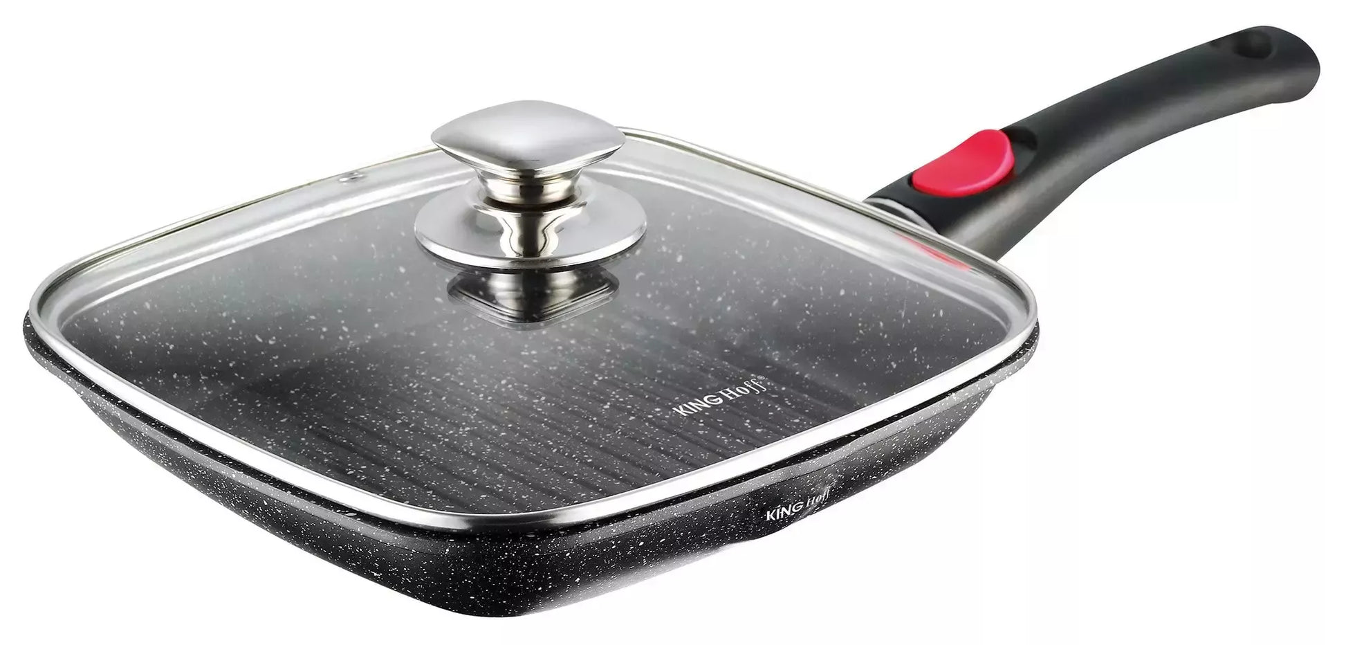 KINGHoff aliumininė keptuvė su marmurine danga ir nuimama rankena, Ø24 cm, juoda KH-1510