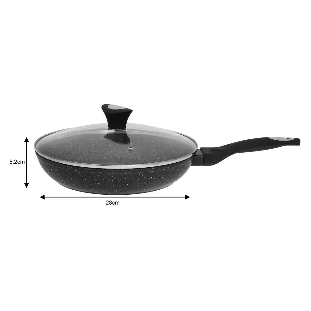 Aliumininė keptuvė su marmurine danga ir dangčiu, Ø28 cm, pilka KB-7041