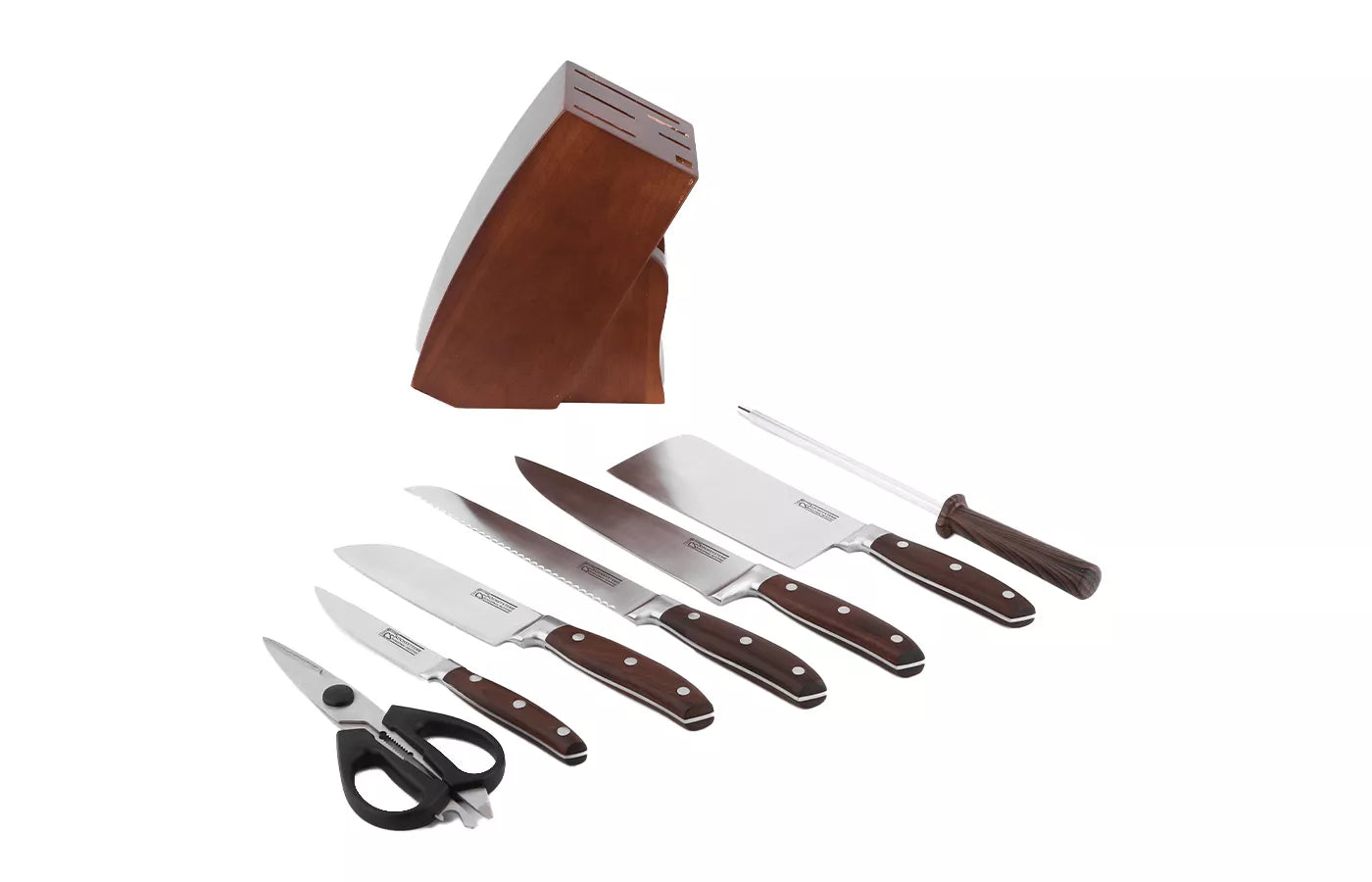 CS Kochsysteme medinis virtuvinių peilių ir įrankių rinkinys su stovu, 8 dalių SOLTAU