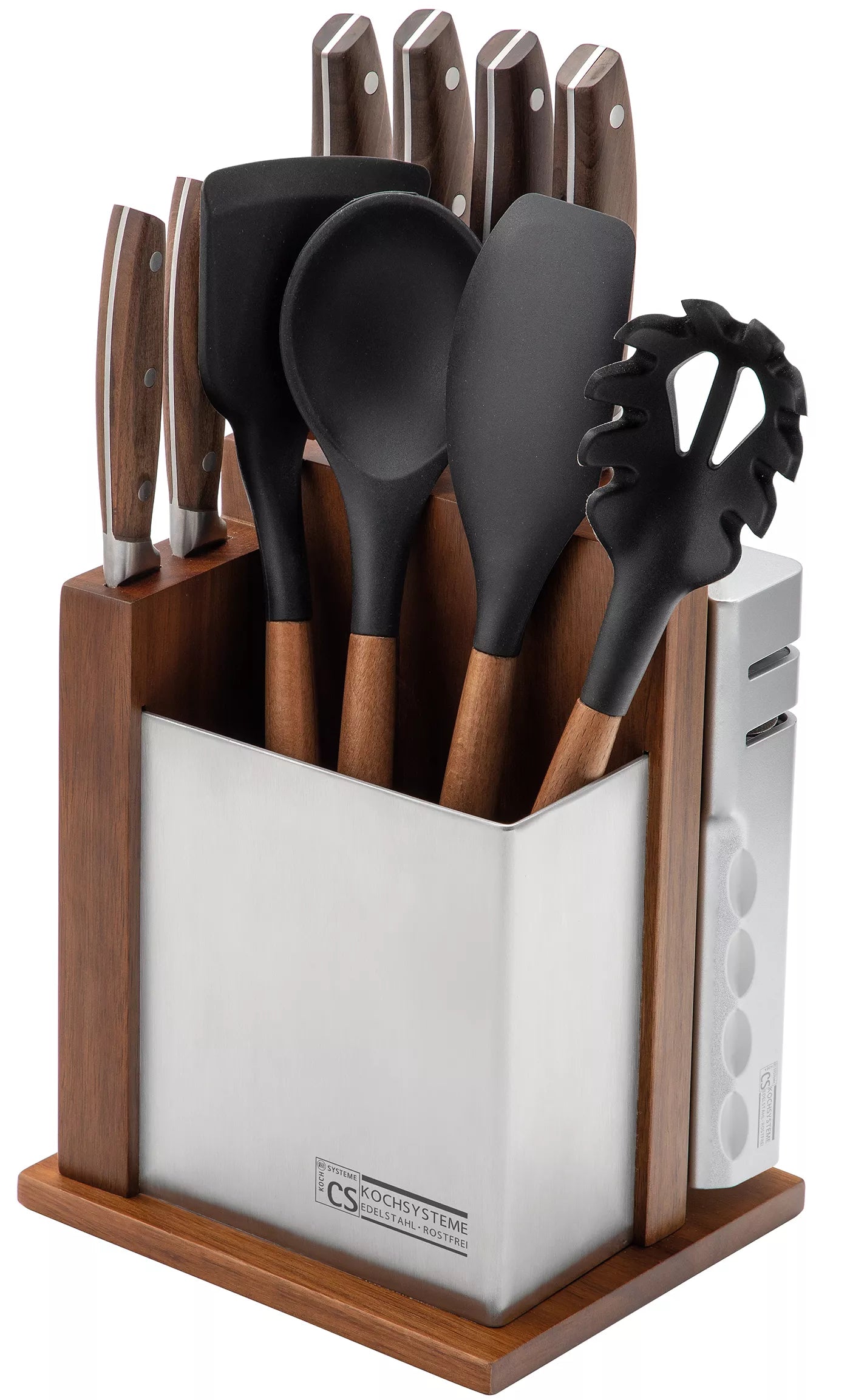 CS Kochsysteme SOLTAU virtuvinių peilių ir įrankių rinkinys su mediniu stovu, 12 dalių