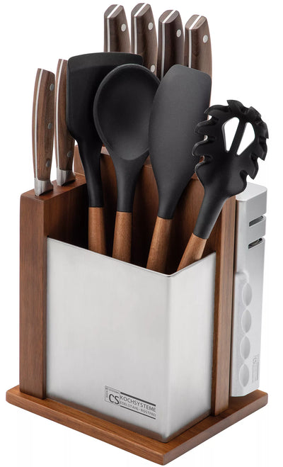 CS Kochsysteme SOLTAU virtuvinių peilių ir įrankių rinkinys su mediniu stovu, 12 dalių