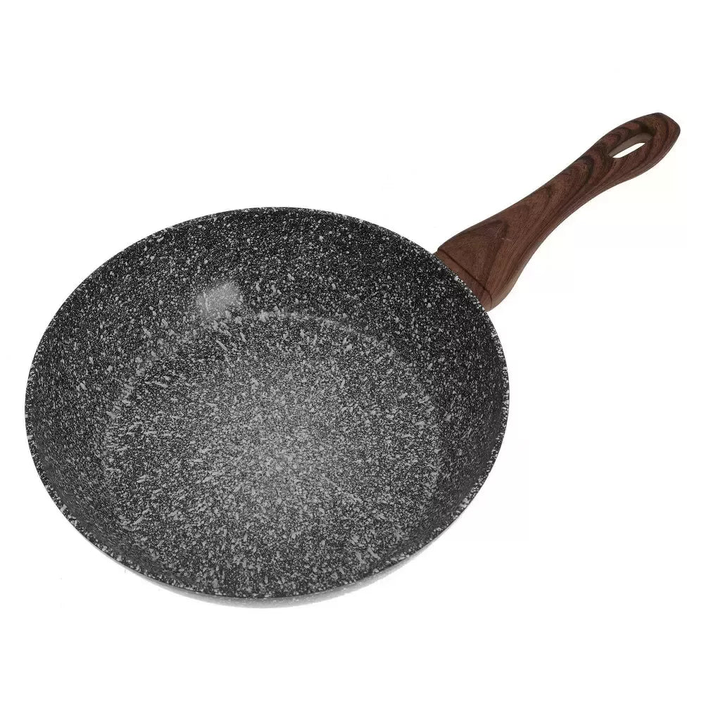 Aliuminis wok su marmurine–keramine danga ir dangčiu, Ø28 cm, pilkas KH-1584