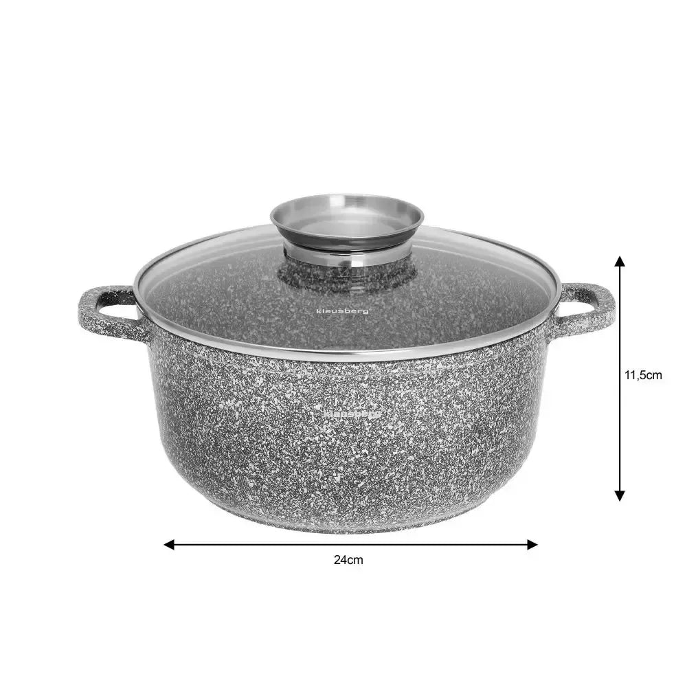 Klausberg puodų rinkinys 6 dalių pilkas marmuro efekto Ø20 / 24 / 28 cm KB-7533