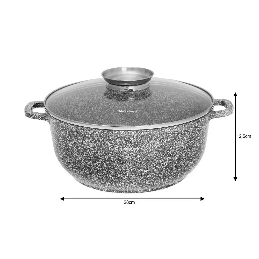 Klausberg puodų rinkinys 6 dalių pilkas marmuro efekto Ø20 / 24 / 28 cm KB-7533